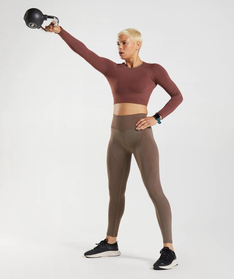 Women's Gymshark Apex Seamless Leggings Dark Brown | CA 5DN836